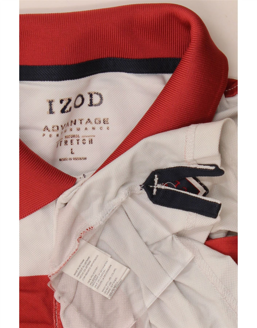 IZOD Mens Polo Shirt Large Red Colourblock Polyester
