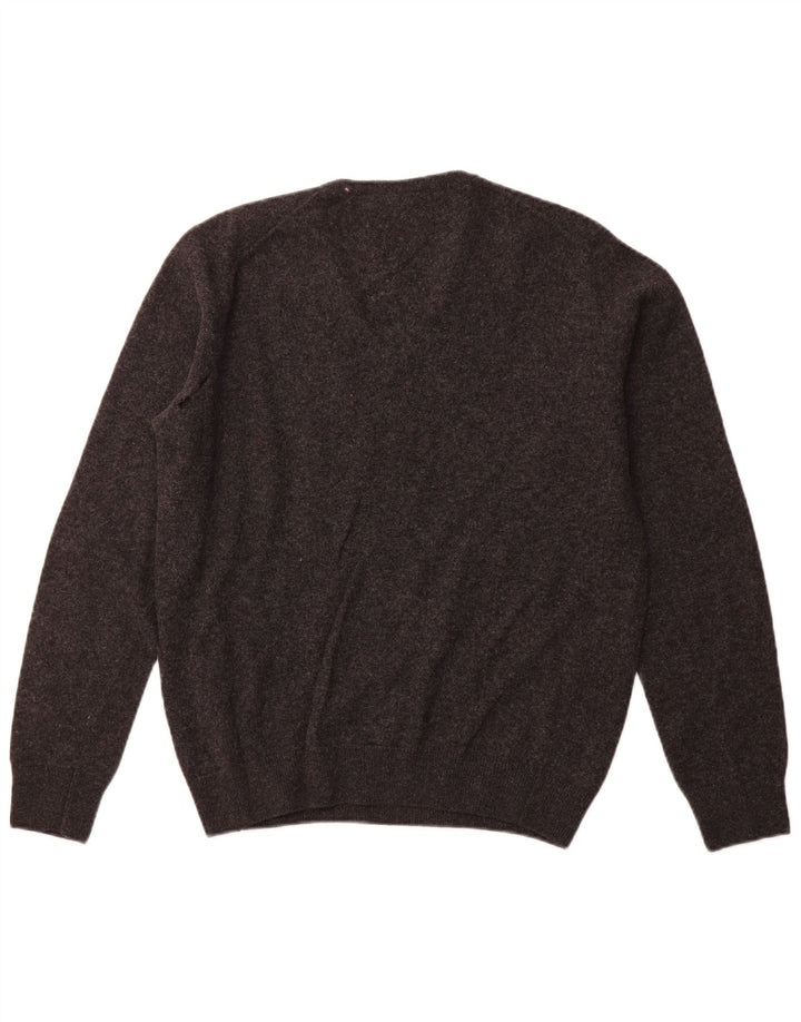 LACOSTE Mens V-Neck Jumper Sweater Size 4 Medium Grey New Wool