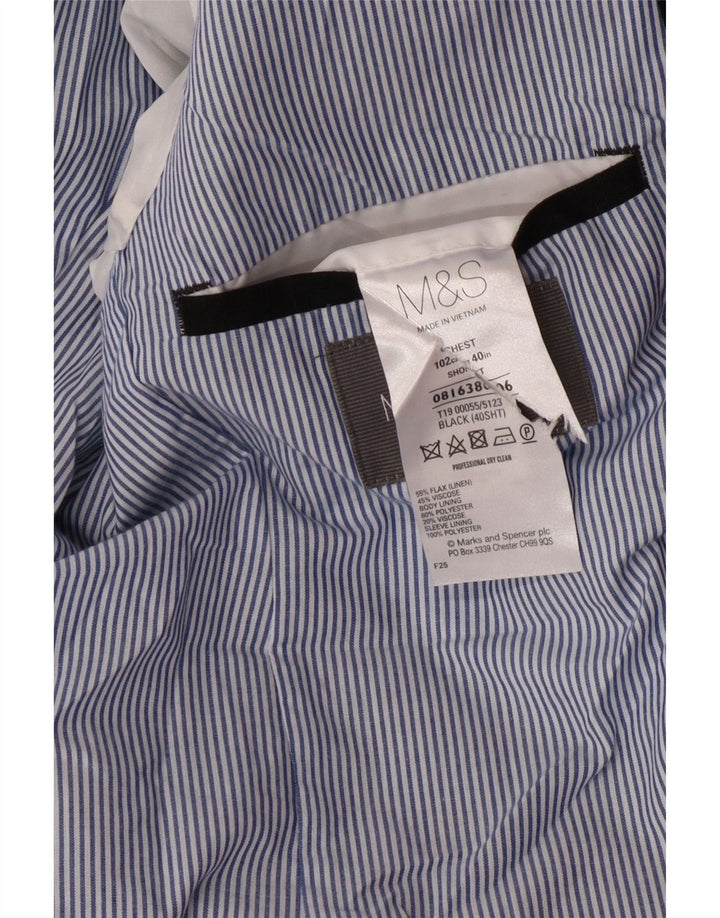 MARKS & SPENCER Mens 2 Button Blazer Jacket UK 40 Large Black Linen