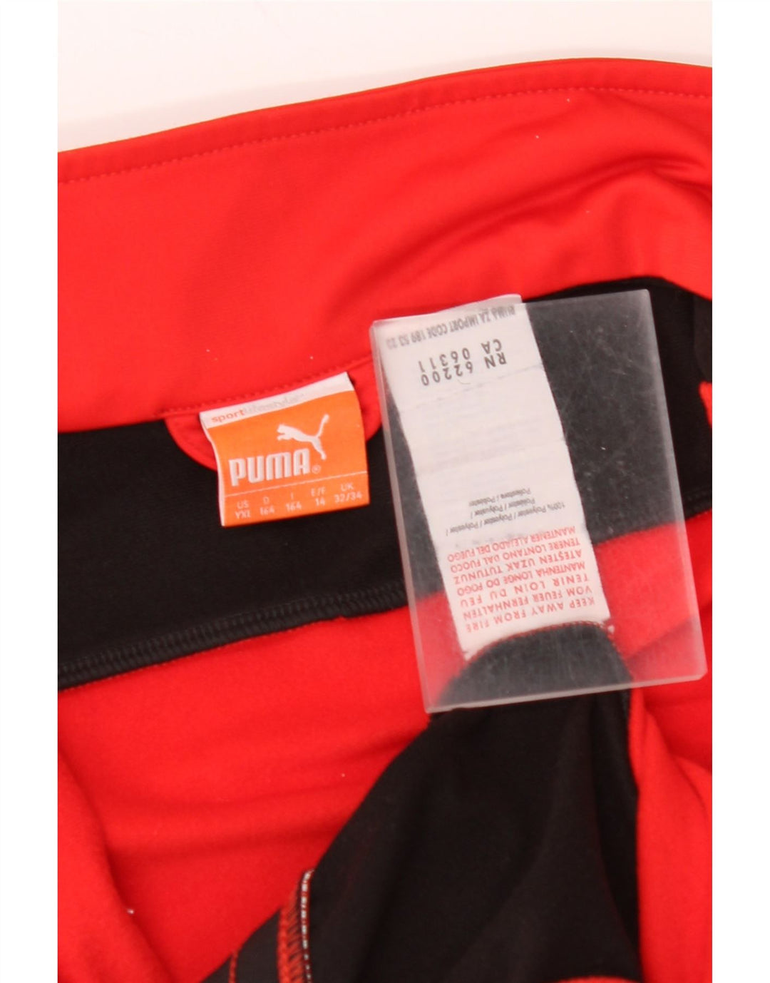 PUMA Boys Tracksuit Top Jacket 13-14 Years Red Colourblock Polyester