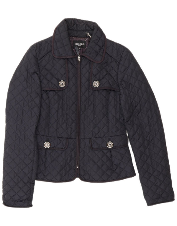 Hobbs Womens Quilted Jacket UK 8 Small Navy Blue Polyamide
