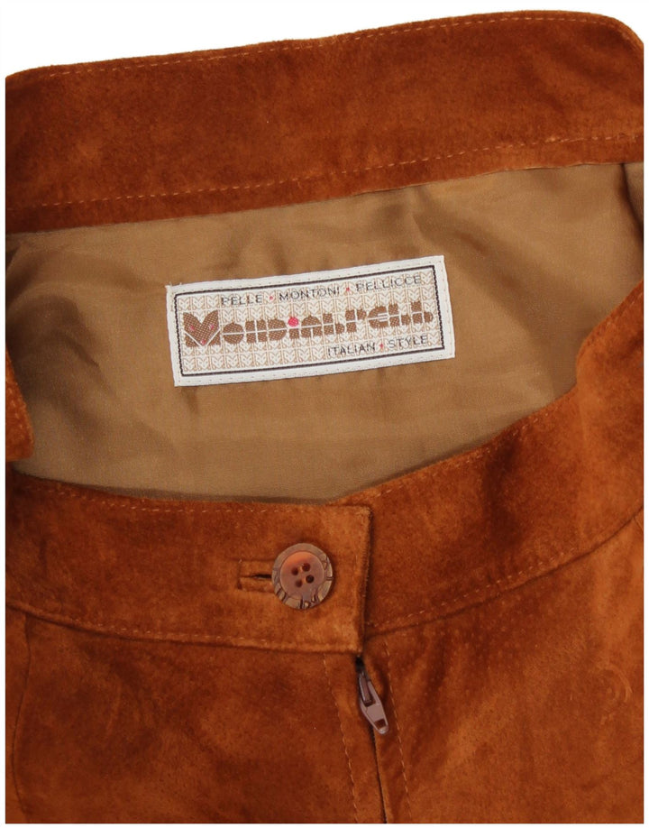 Vintage Womens Suede Skirt W28 Medium Brown Leather