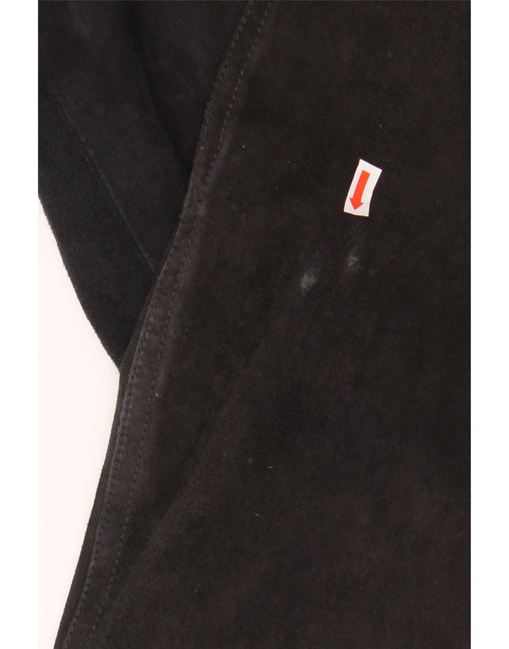 VINTAGE Mens Suede Bomber Jacket IT 52 XL Navy Blue Leather