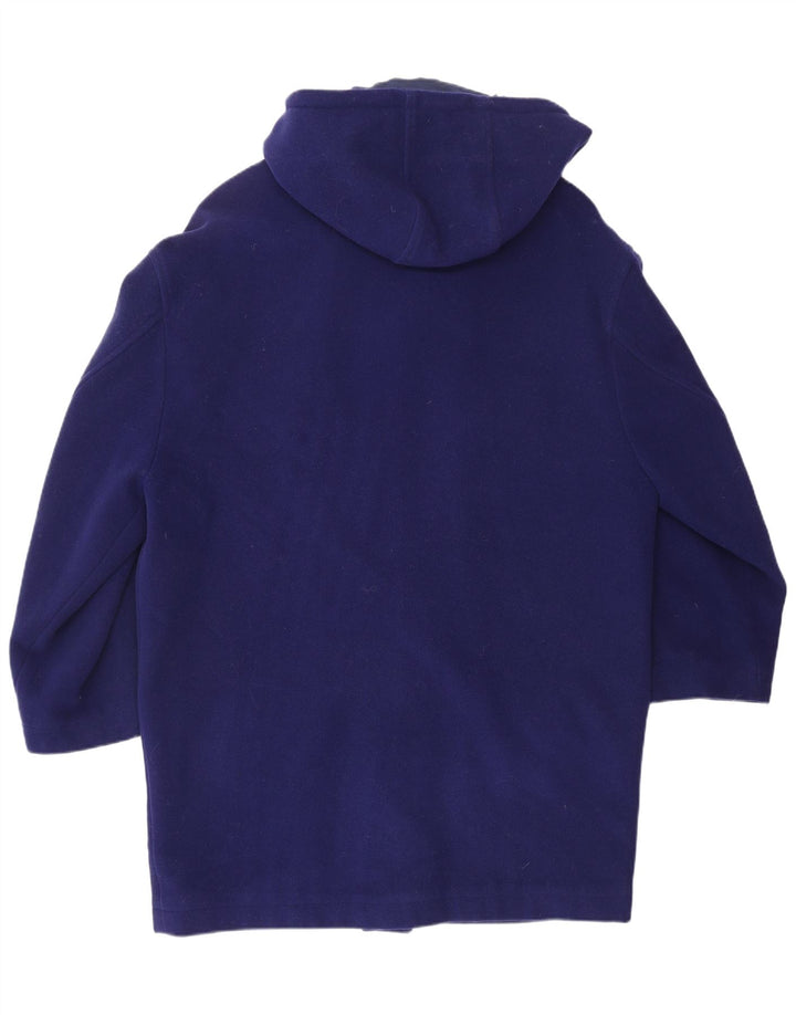 VERSACE Mens Hooded Duffle Coat UK 38 Medium Blue Wool Designer