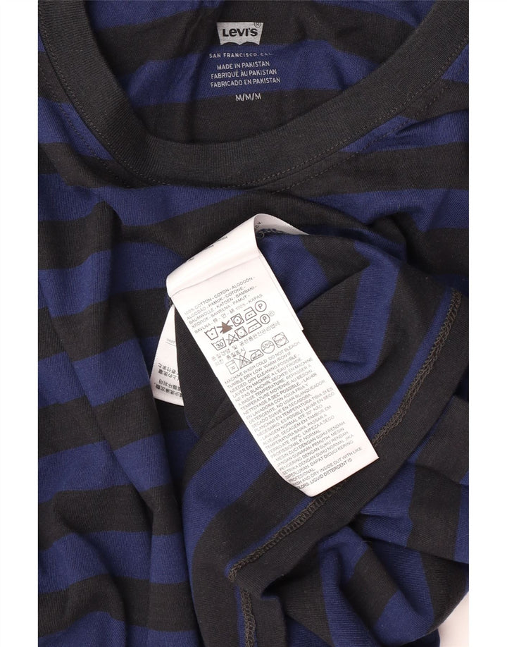 Levi's Womens Oversized Top Long Sleeve UK 14 Medium Navy Blue Striped