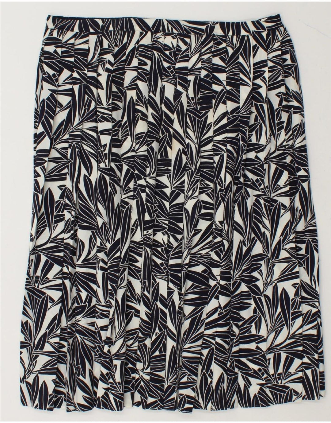 VINTAGE Womens Abstract Pattern Pleated Skirt EU 43 Large W32  Navy Blue Vintage Vintage and Second-Hand Vintage from Messina Hembry 