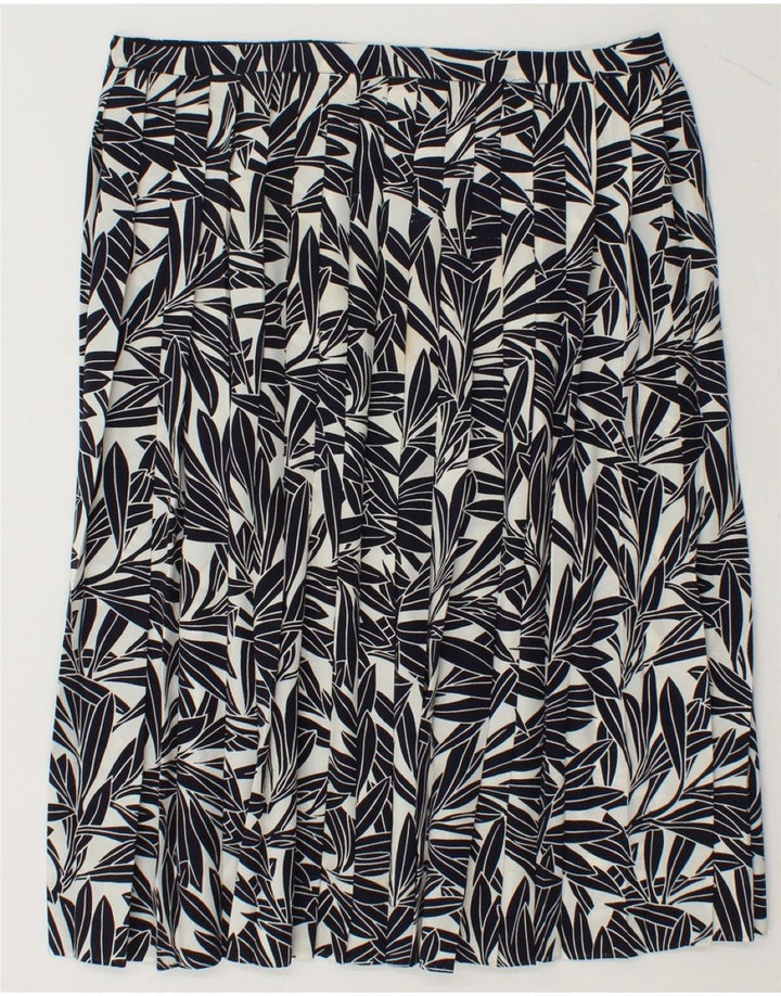 VINTAGE Womens Abstract Pattern Pleated Skirt EU 43 Large W32  Navy Blue Vintage Vintage and Second-Hand Vintage from Messina Hembry 