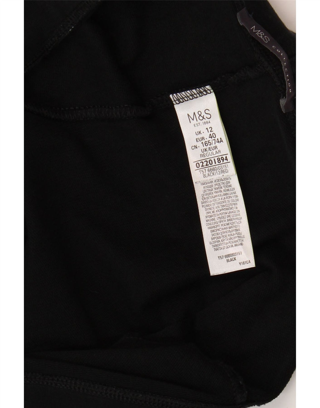 MARKS & SPENCER Womens Tracksuit Trousers UK 12 Medium  Black Cotton Vintage Marks & Spencer and Second-Hand Marks & Spencer from Messina Hembry 