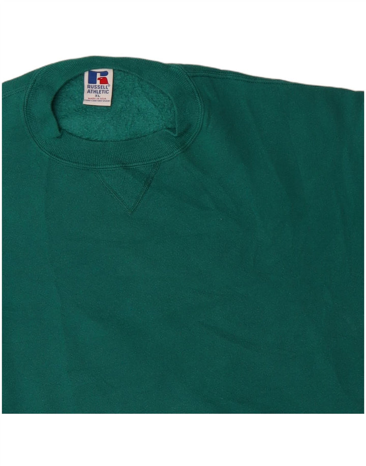 RUSSELL ATHLETIC Mens Sweatshirt Jumper XL Green Cotton