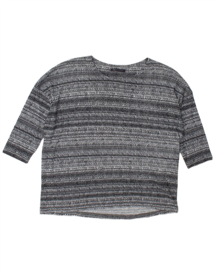 Marks & Spencer Womens Oversized Top 3/4 Sleeve UK 18 XL Grey Striped