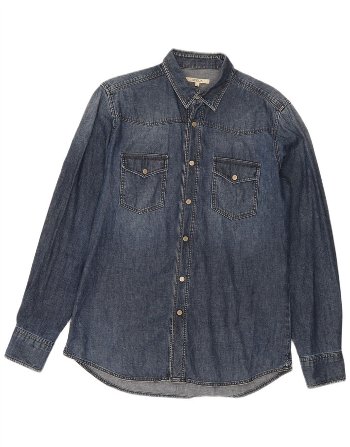 SIVIGLIA Mens Denim Shirt Small Blue Cotton