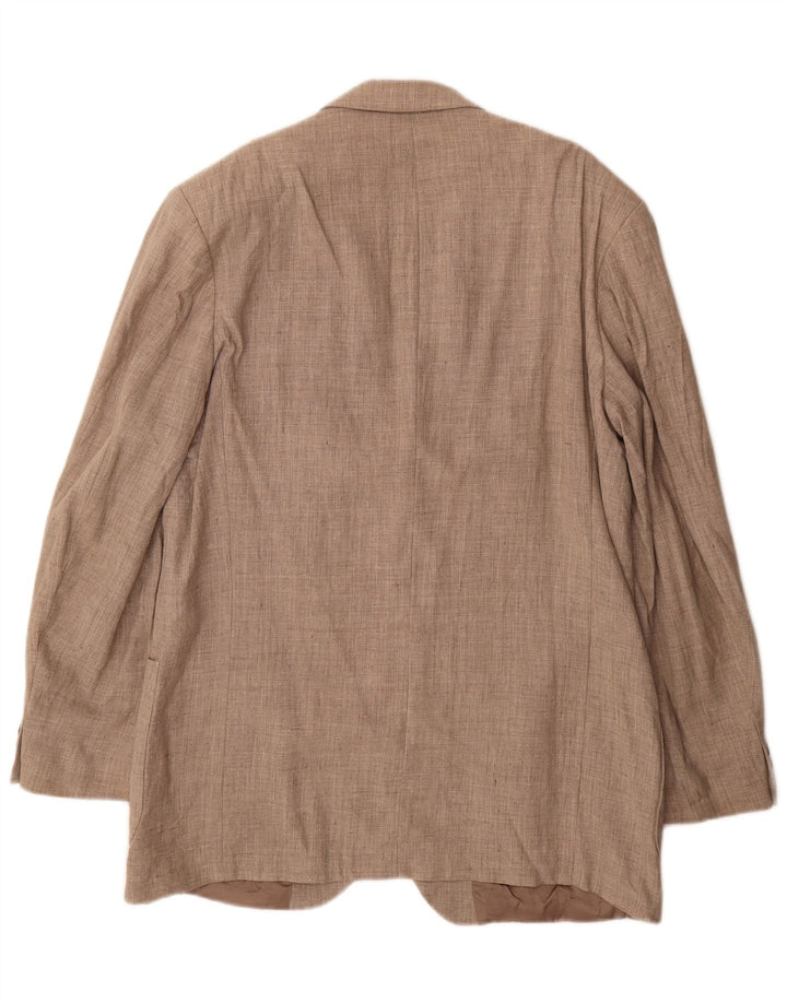 Marks & Spencer Mens 3 Button Blazer Jacket UK 42 Large Beige Linen