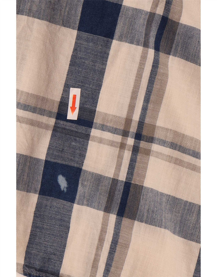 Wrangler Mens Shirt Large Beige Check Cotton