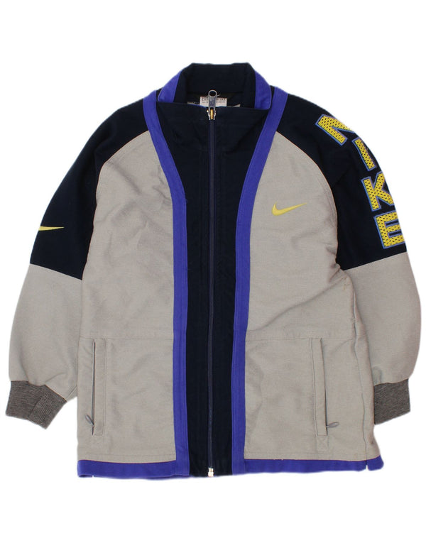 NIKE Boys Graphic Tracksuit Top Jacket 5-6 Years Medium Grey Colourblock