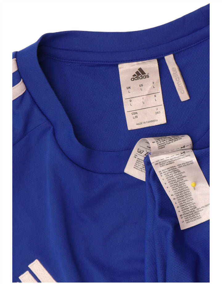 Adidas Mens Climalite T-Shirt Top Large Blue Colourblock Polyester