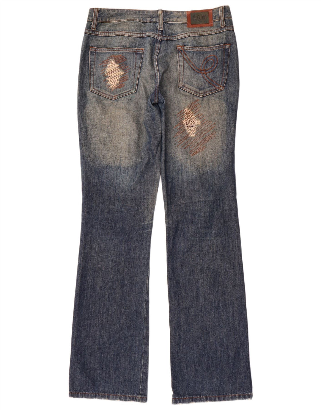 Elisa Landri Womens Distressed Bootcut Jeans IT 44 Medium W30 L35 Blue