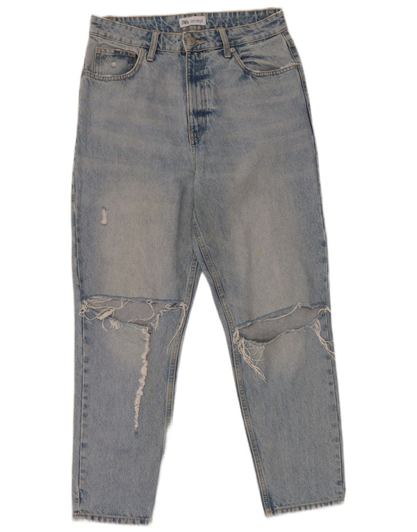 Zara Womens Distressed Tapered Jeans EU 40 Medium W30 L27 Blue Cotton