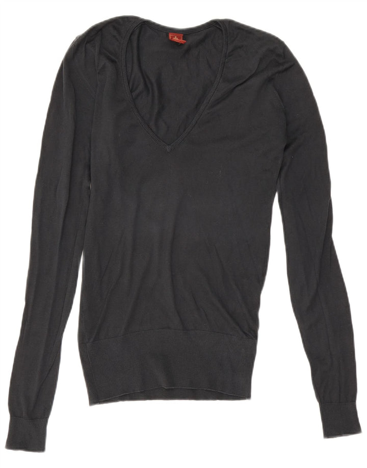 Dondup Womens V-Neck Jumper Sweater UK 10 Small Black
