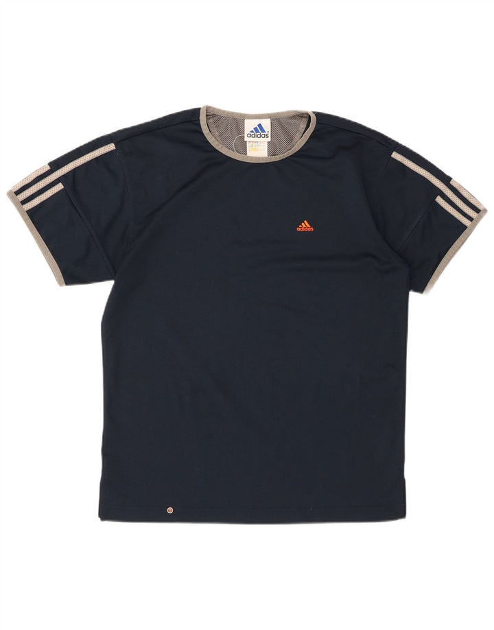 ADIDAS Boys T-Shirt Top 13-14 Years Navy Blue Polyester