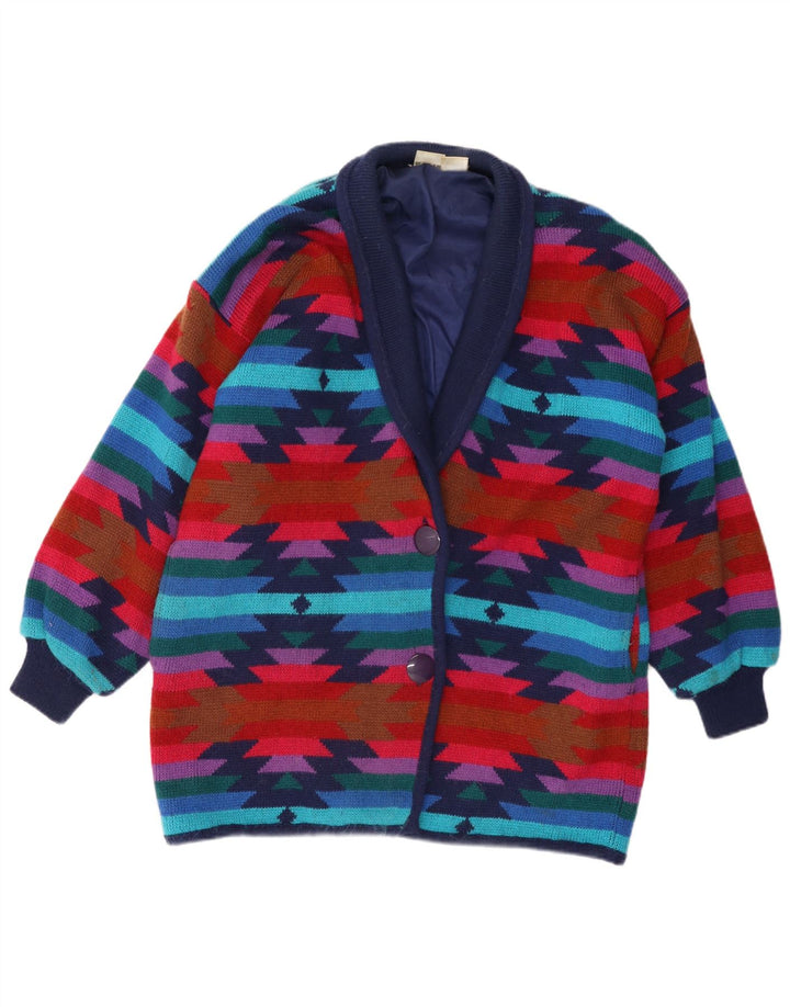 Vintage Womens Knit Windbreaker Coat EU 36/38 Small Multicoloured Aztec