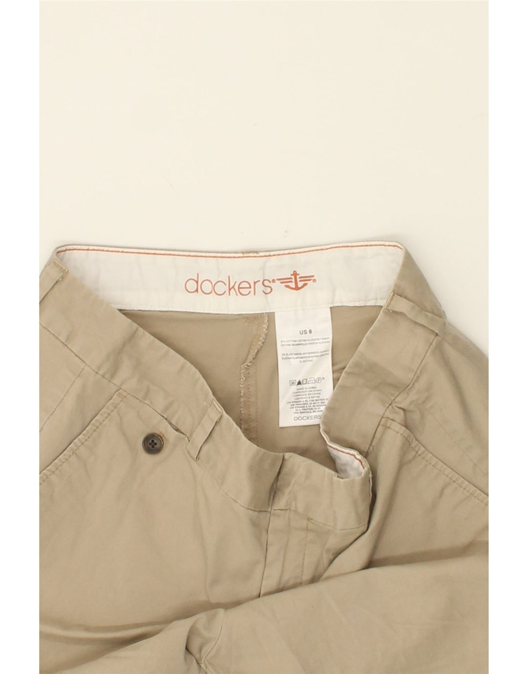 DOCKERS Womens Chino Shorts US 8 Medium W30  Beige Cotton Vintage Dockers and Second-Hand Dockers from Messina Hembry 