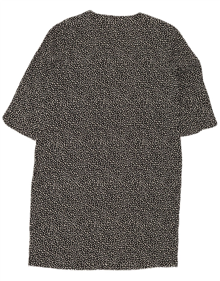 MARKS & SPENCER Womens Shift Dress UK 14 Large Black Geometric Polyester