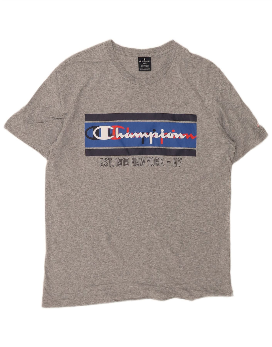 CHAMPION Mens Graphic T-Shirt Top Large Grey
