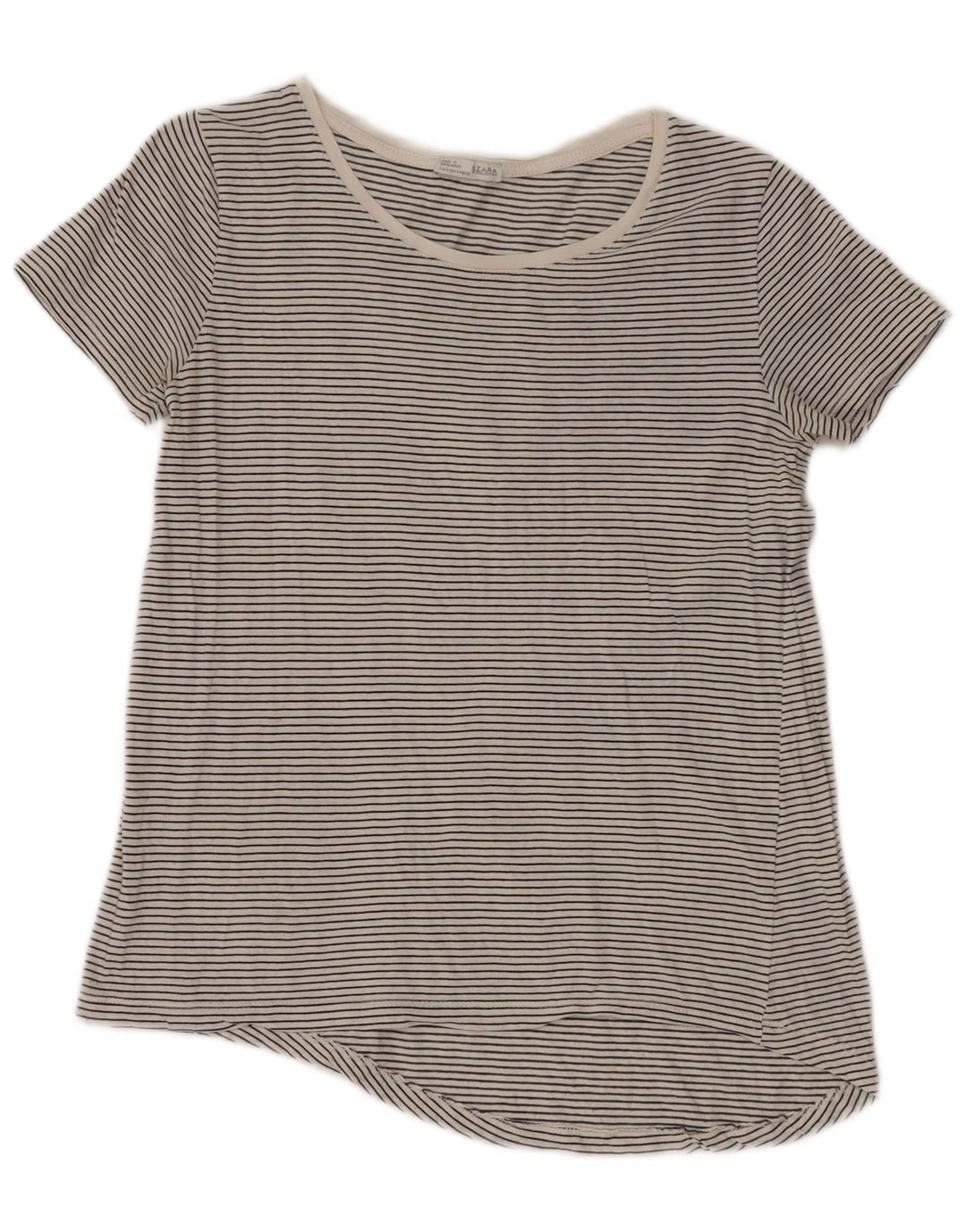 ZARA Womens T-Shirt Top UK 10 Small Grey Pinstripe