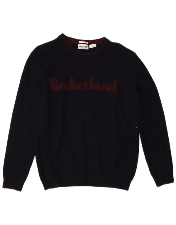 Timberland Womens Graphic Crew Neck Jumper Sweater UK 14 Medium Navy Blue