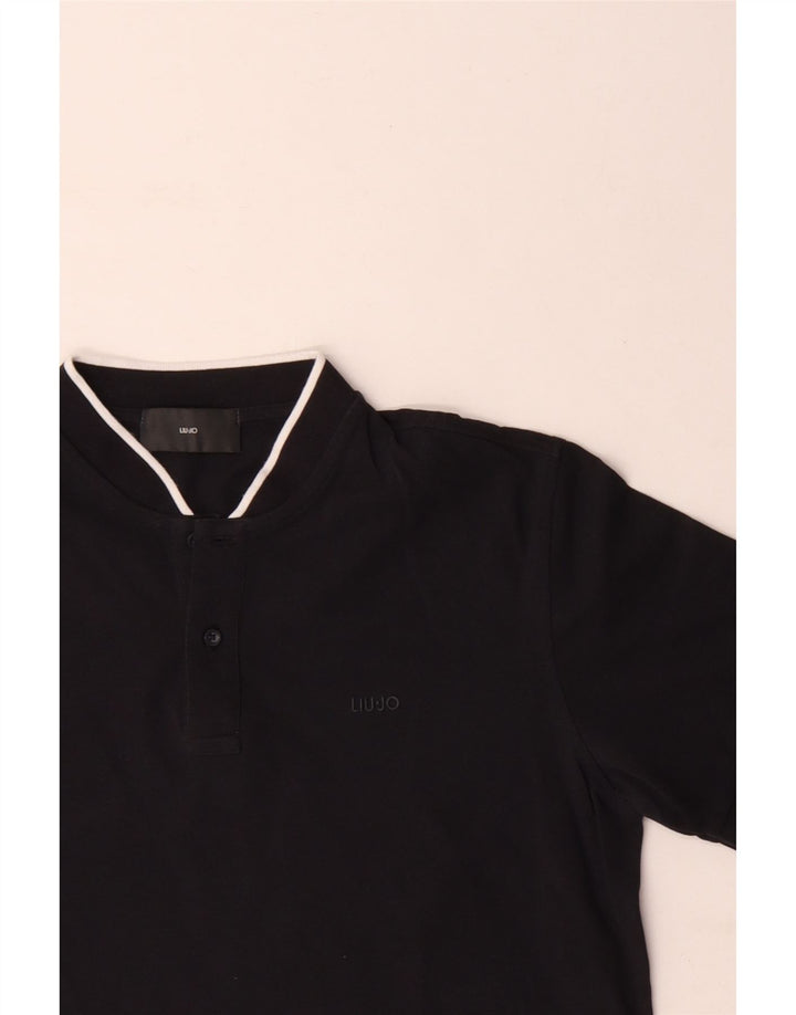 LIU JO Mens Polo Shirt Medium Black Cotton