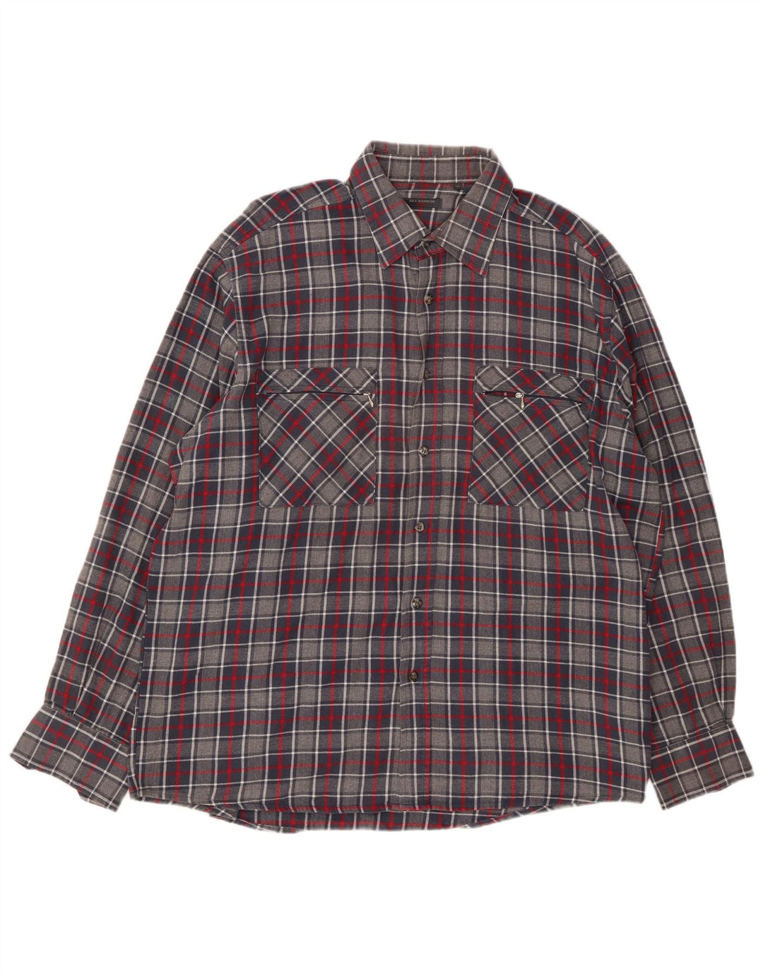 SEA BARRIER Mens Flannel Shirt XL Grey Check Cotton