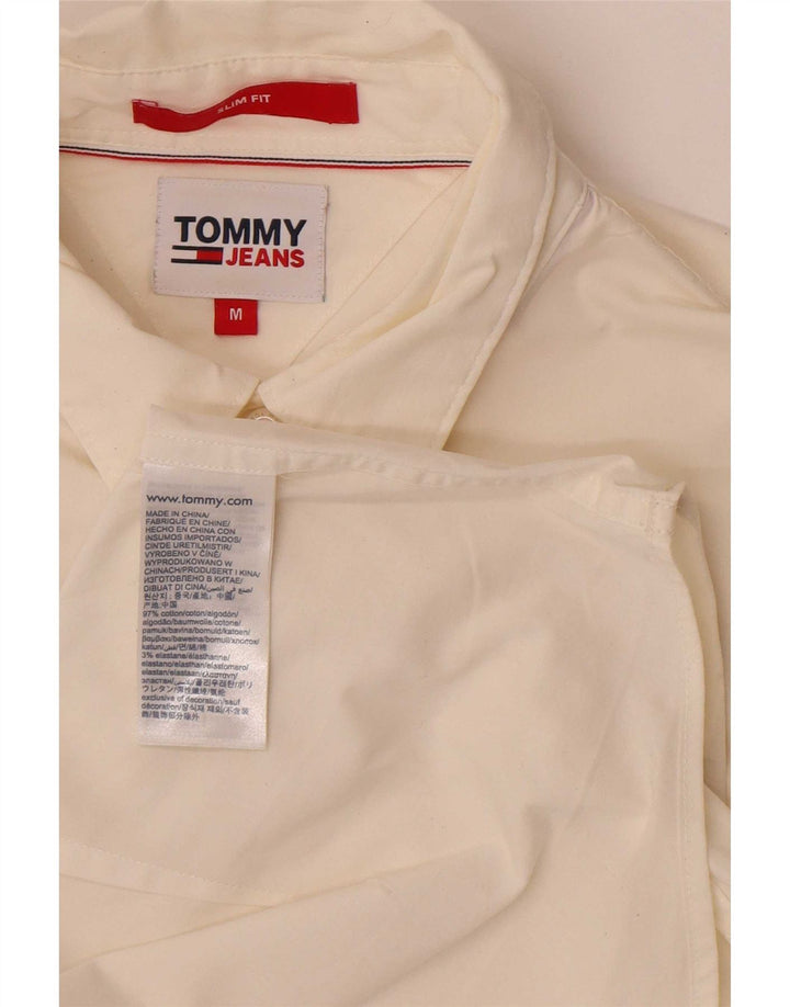 Tommy Hilfiger Mens Slim Fit Shirt Medium Off White Cotton