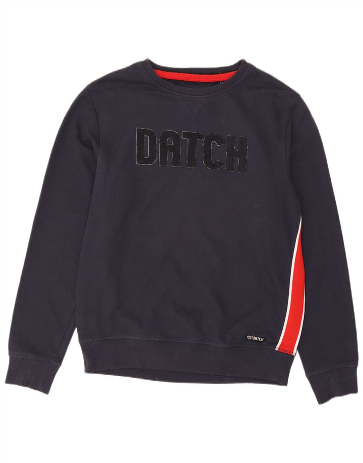 Datch Mens Graphic Sweatshirt Jumper Large Navy Blue Cotton