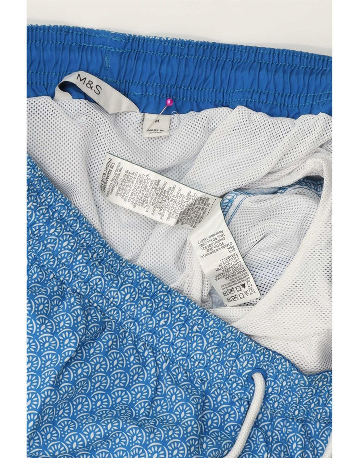 Marks & Spencer Mens Swimming Shorts Medium Blue Floral Polyester