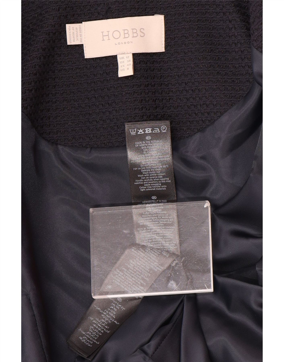 HOBBS Womens Crop 3/4 Sleeve Open Bolero Jacket UK 12 Medium Black