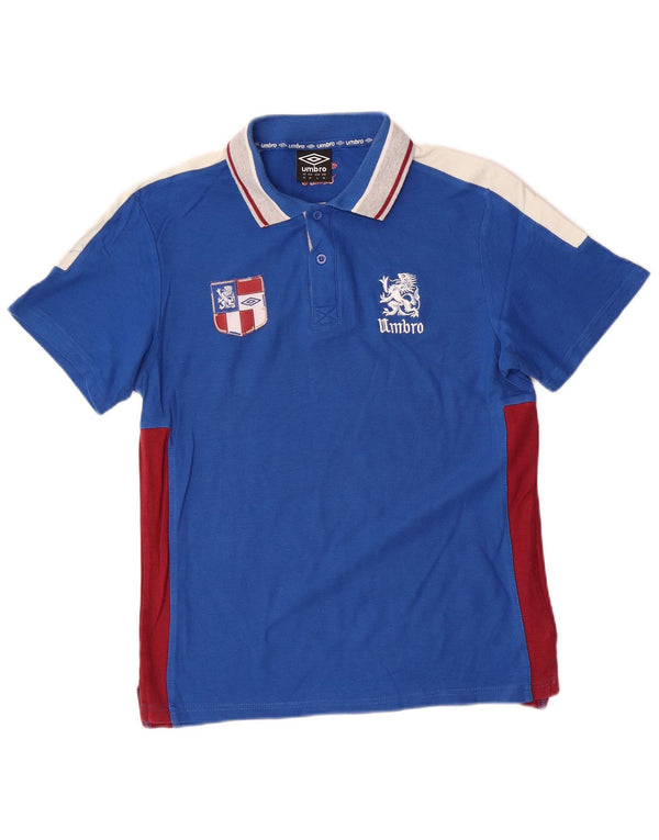 Umbro Mens Graphic Polo Shirt Medium Blue Colourblock