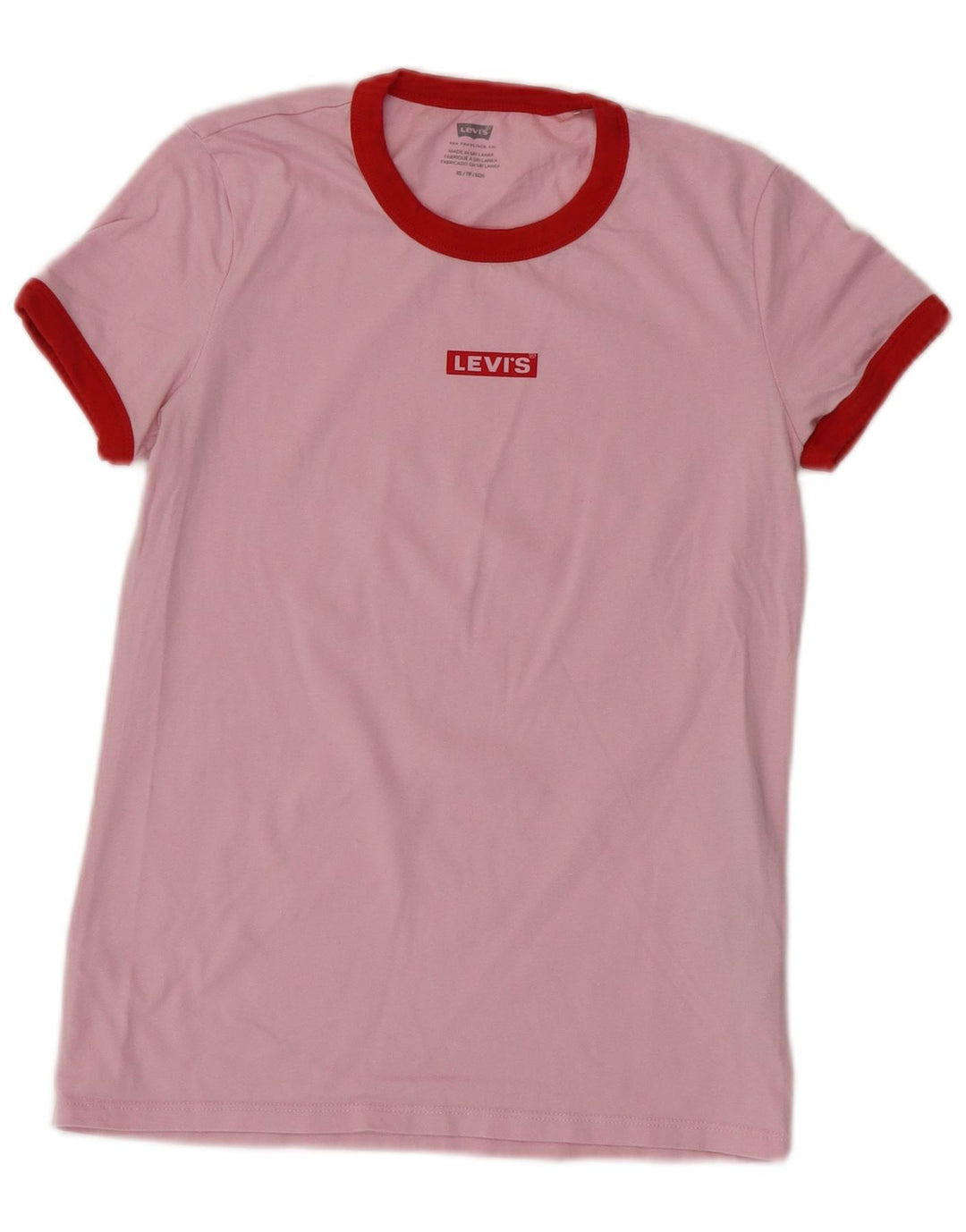 LEVI'S Womens Oversized Graphic T-Shirt Top UK 6 XS Pink Cotton