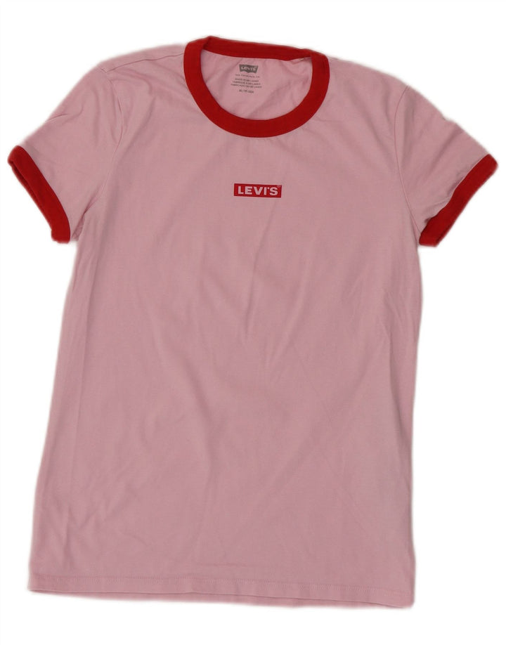 LEVI'S Womens Oversized Graphic T-Shirt Top UK 6 XS Pink Cotton