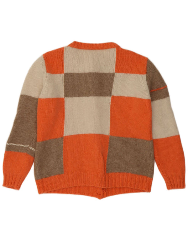 Madeleine Womens Cardigan Sweater UK 18/20 XL Orange Colourblock Cashmere