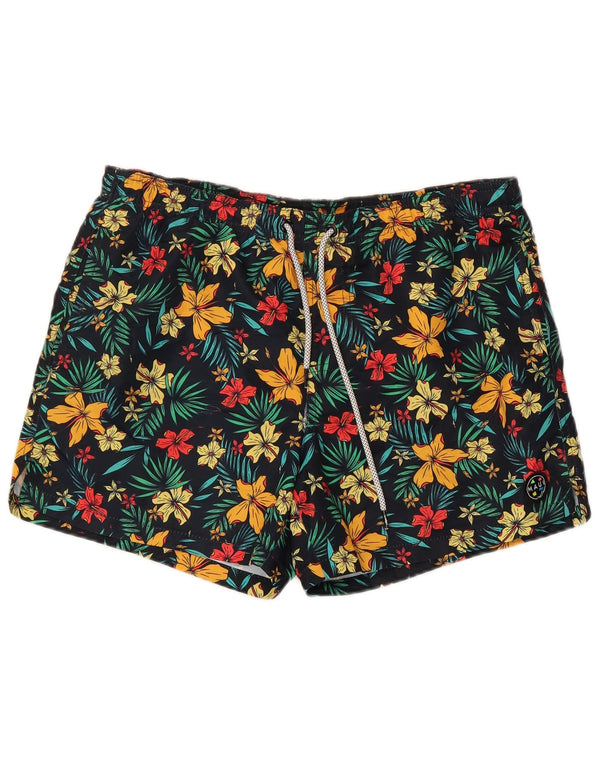 Maui and Sons Mens Swimming Shorts Large Black Floral Polyester