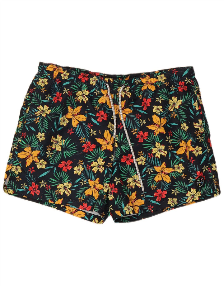 Maui and Sons Mens Swimming Shorts Large Black Floral Polyester