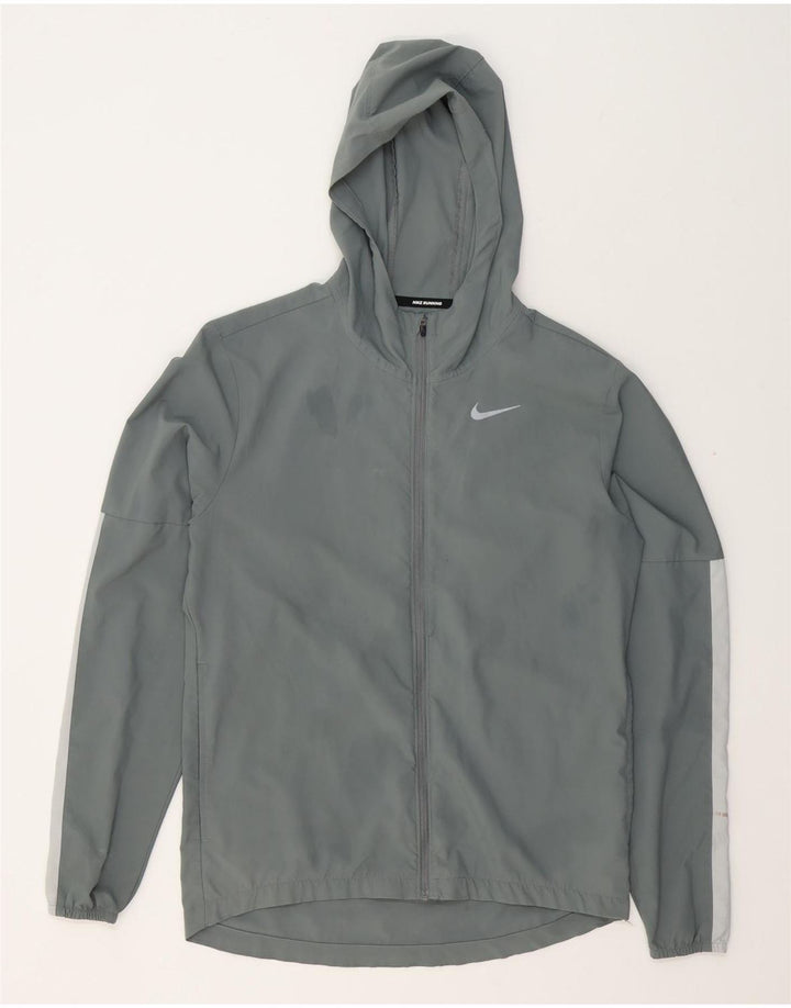 Nike Mens Dri Fit Hooded Tracksuit Top Jacket Small Grey Colourblock