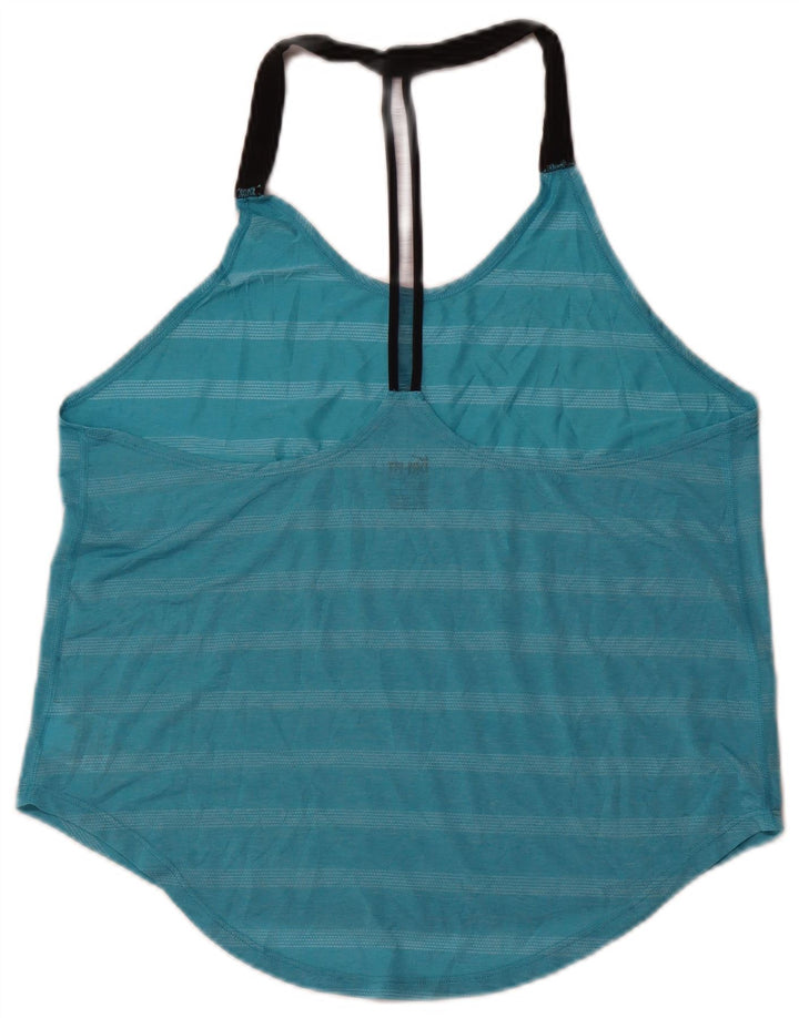 NIKE Womens Vest Top UK 16 Large Blue Striped Polyester Sports