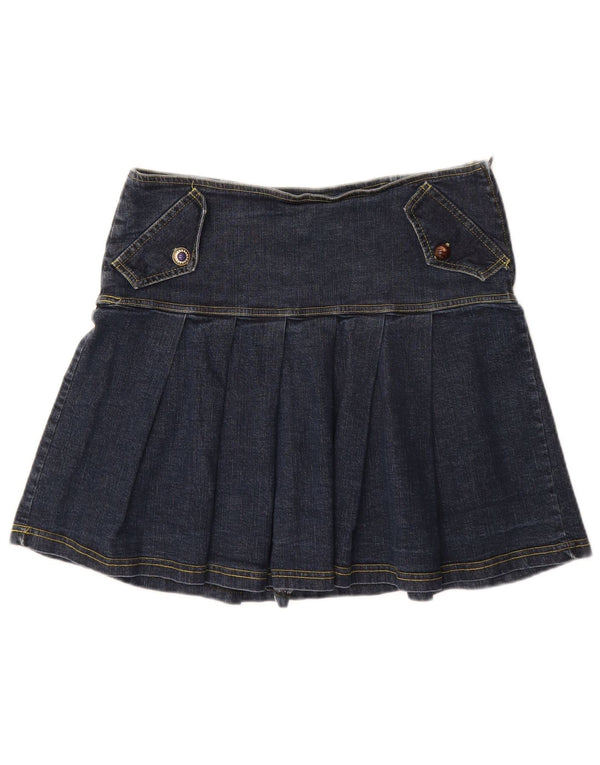 Antonello Serio Womens Pleated Denim Skirt IT 42 Medium W30 Navy Blue