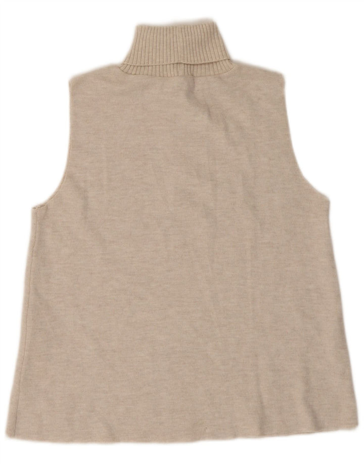 Zara Womens Vest Tank Top UK 14 Large Beige Polyester