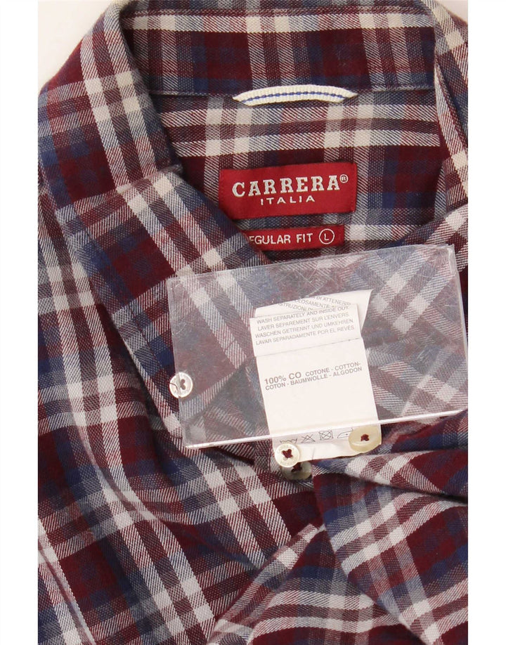 Carrera Mens Regular Fit Flannel Shirt Large Multicoloured Check Cotton