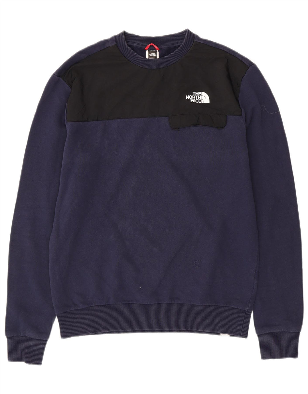 THE NORTH FACE Mens Sweatshirt Jumper Medium Navy Blue Colourblock Cotton
