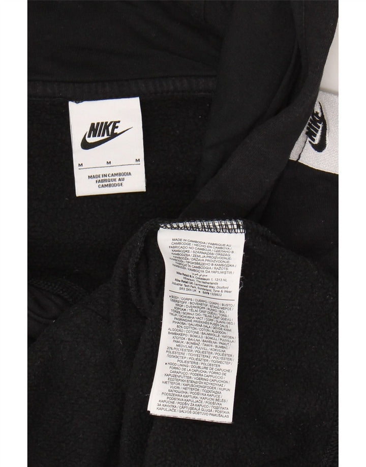 NIKE Mens Graphic Hoodie Jumper Medium Black Cotton