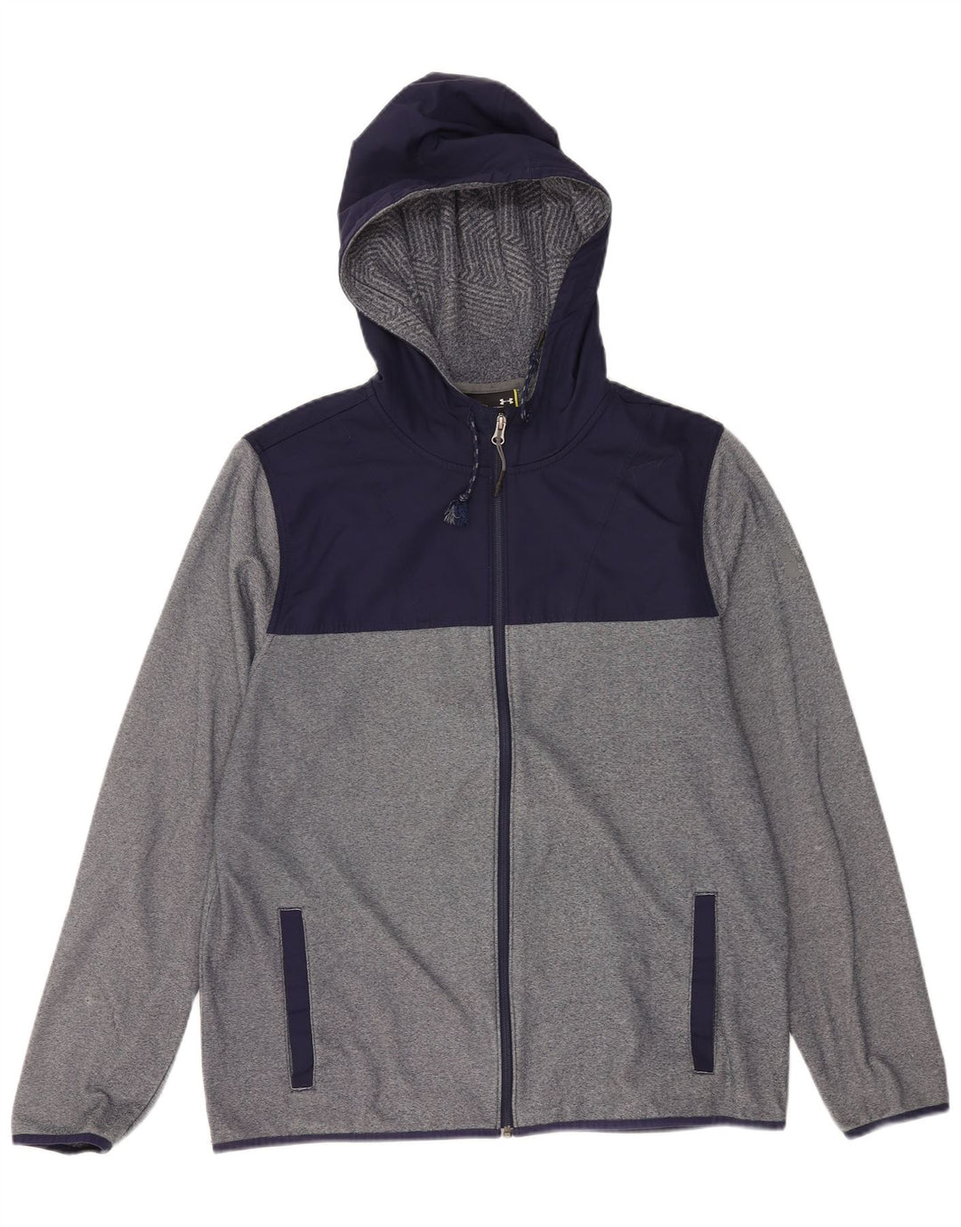 Under Armour Mens Zip Hoodie Sweater Large Grey Colourblock Polyester