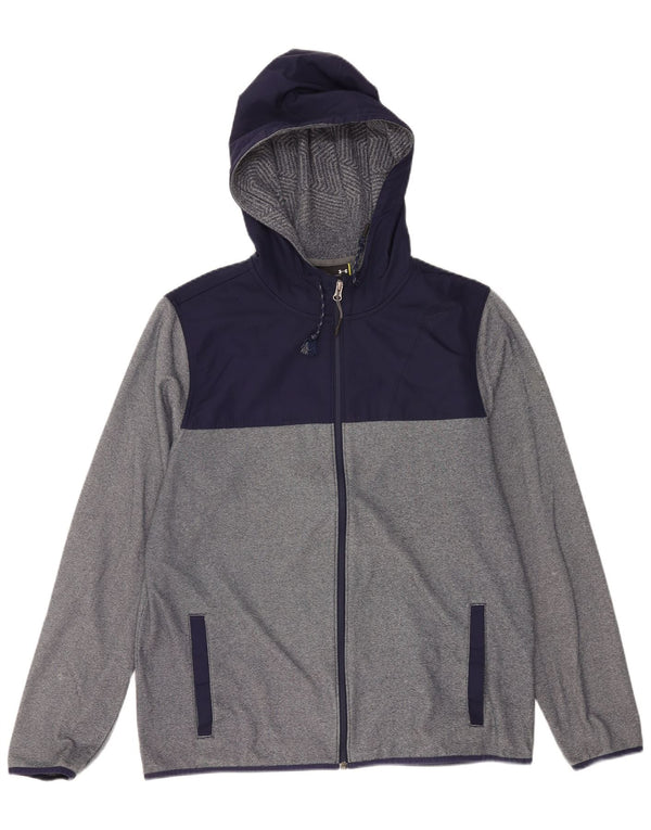 Under Armour Mens Zip Hoodie Sweater Large Grey Colourblock Polyester